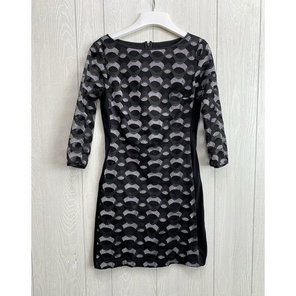 Reiss Mirte Embroidered Dress Black Gray Size 4 - Picture 3 of 7